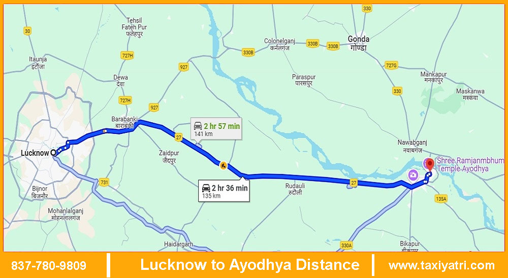 Lucknow to Ayodhya Distance
