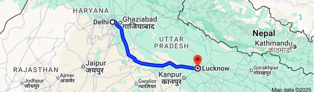 lucknow to delhi