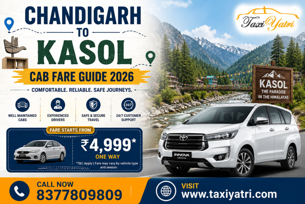 Chandigarh to Kasol Cab Fare Guide