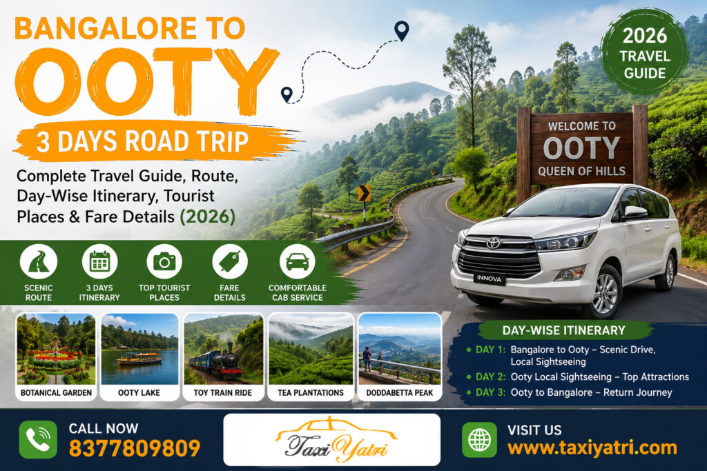 Bangalore to Ooty 3 Days Road Trip Guide