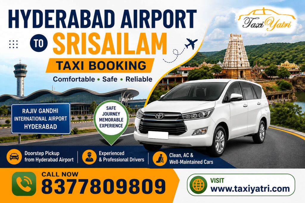 Hyderabad Airport to Srisailam Taxi Booking Contact Number