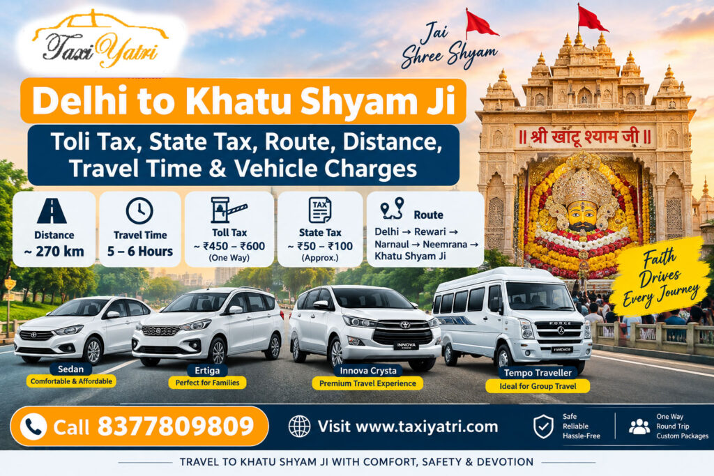 Delhi to Khatu Shyam Ji Toll Tax State Tax Route guide
