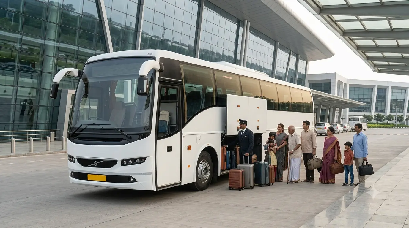 Volvo airport group transfer from HBR Layout, Bangalore