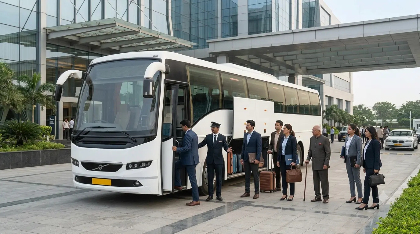 Volvo bus for conferences from HBR Layout, Bangalore